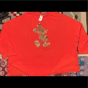 Flip sequin Mickey Disneyland Sweatshirt - Coral